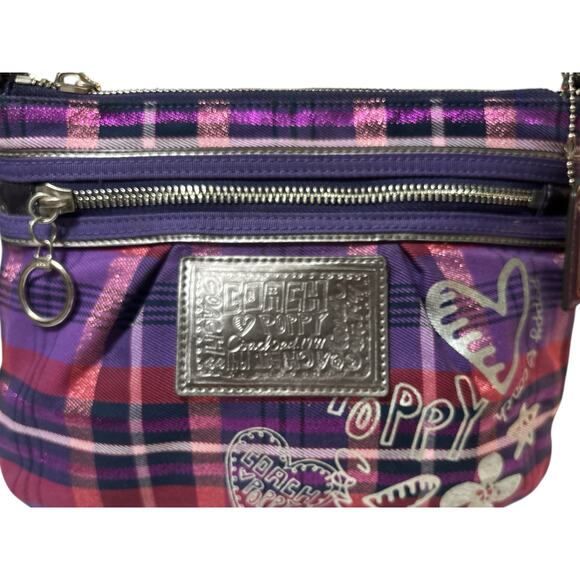 Coach Handbags - Coach Poppy Tartan Plaid Purple Crossbody Bag EUC!